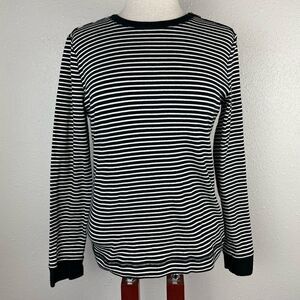 Lauren Ralph Lauren Long Sleeve Black and White Striped Shirt Size L EUC